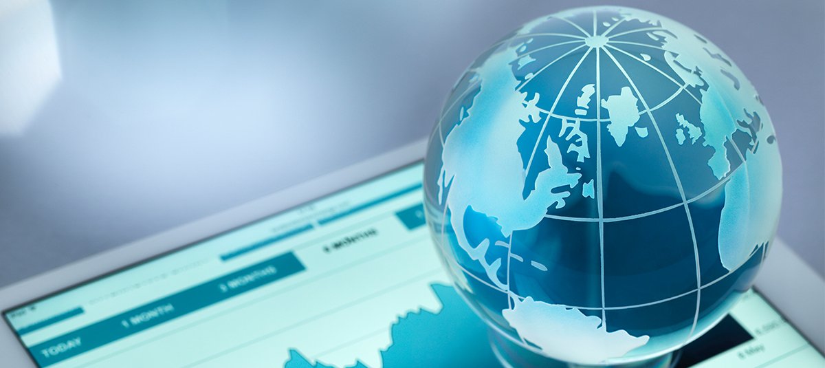 Teal green globe on Ipad